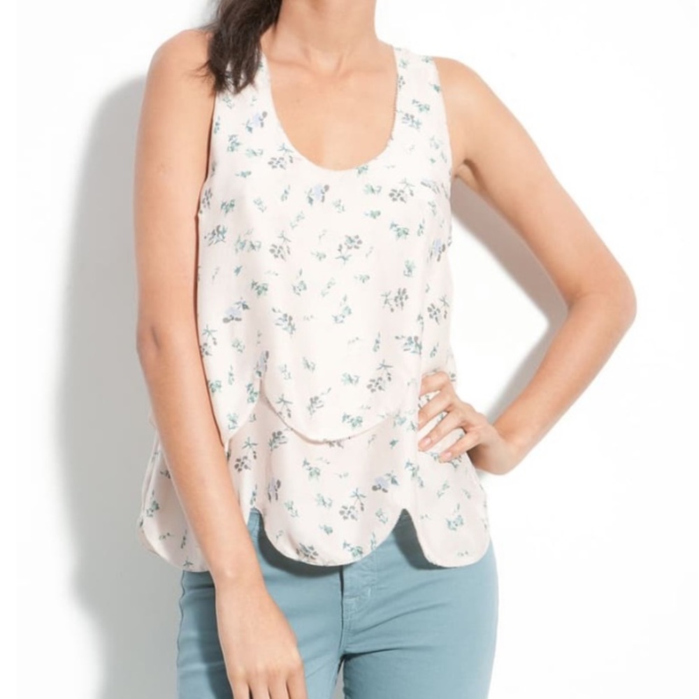Joie ‘Felix’ Peach Pink Floral Silk Tank.